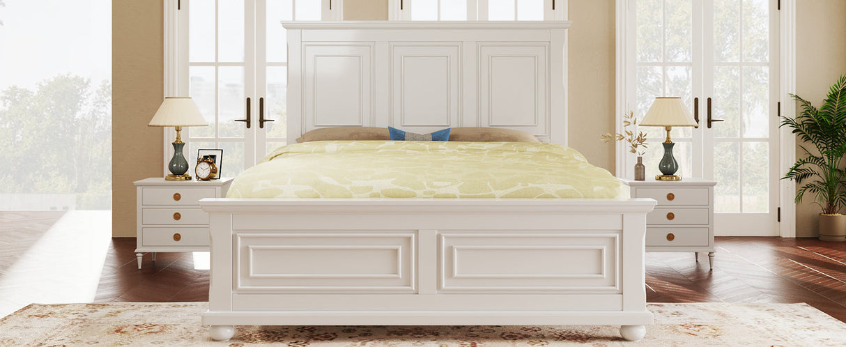 Traditional Town and Country Style Pinewood Vintage Tall Headboard King Bed Frame