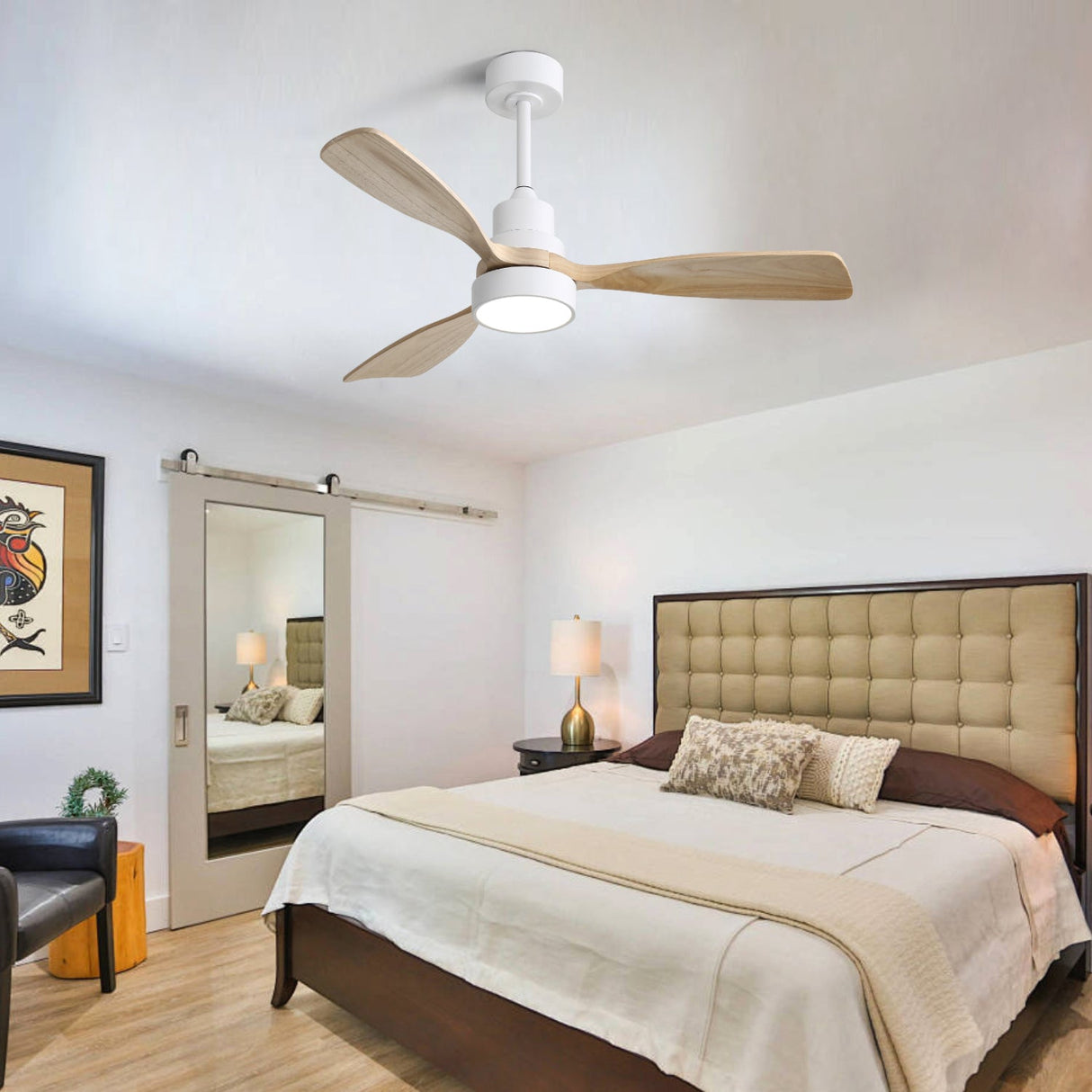 48 Inch Indoor Ceiling Fan with Light and Remote Control