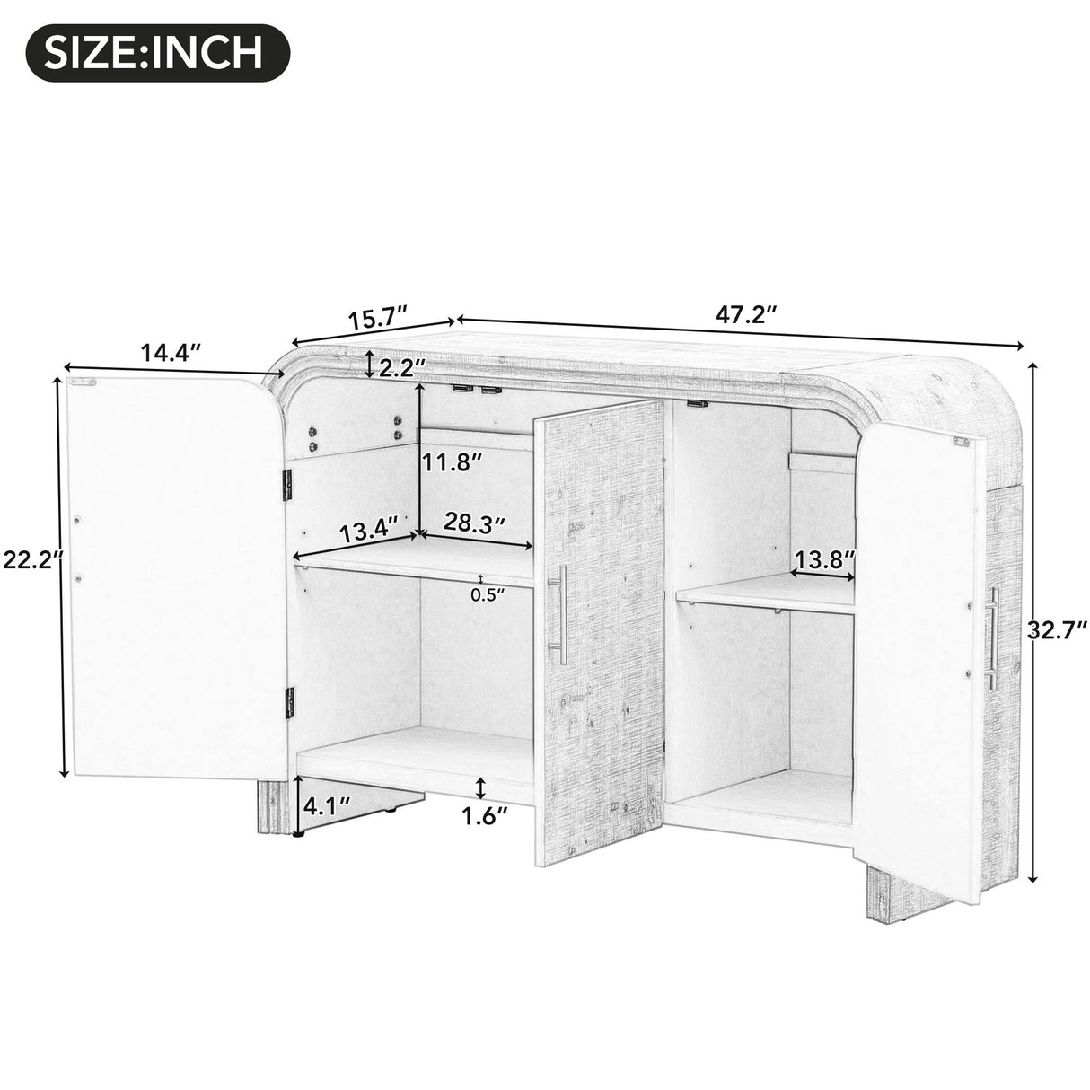 Rustic Curved Waterfall Sideboard