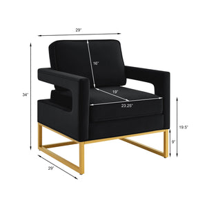 Modern Style Accent Chair with Velvet Fabric