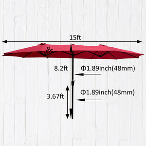15Ft x 9Ft Double-Sided Patio Umbrella
