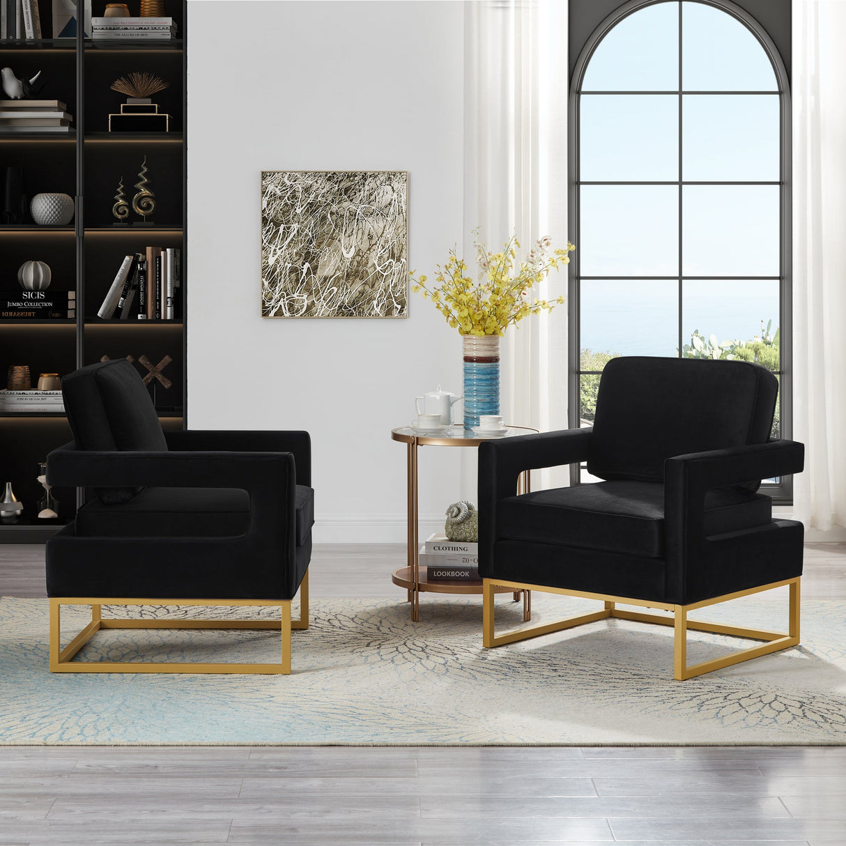 Modern Style Accent Chair with Velvet Fabric