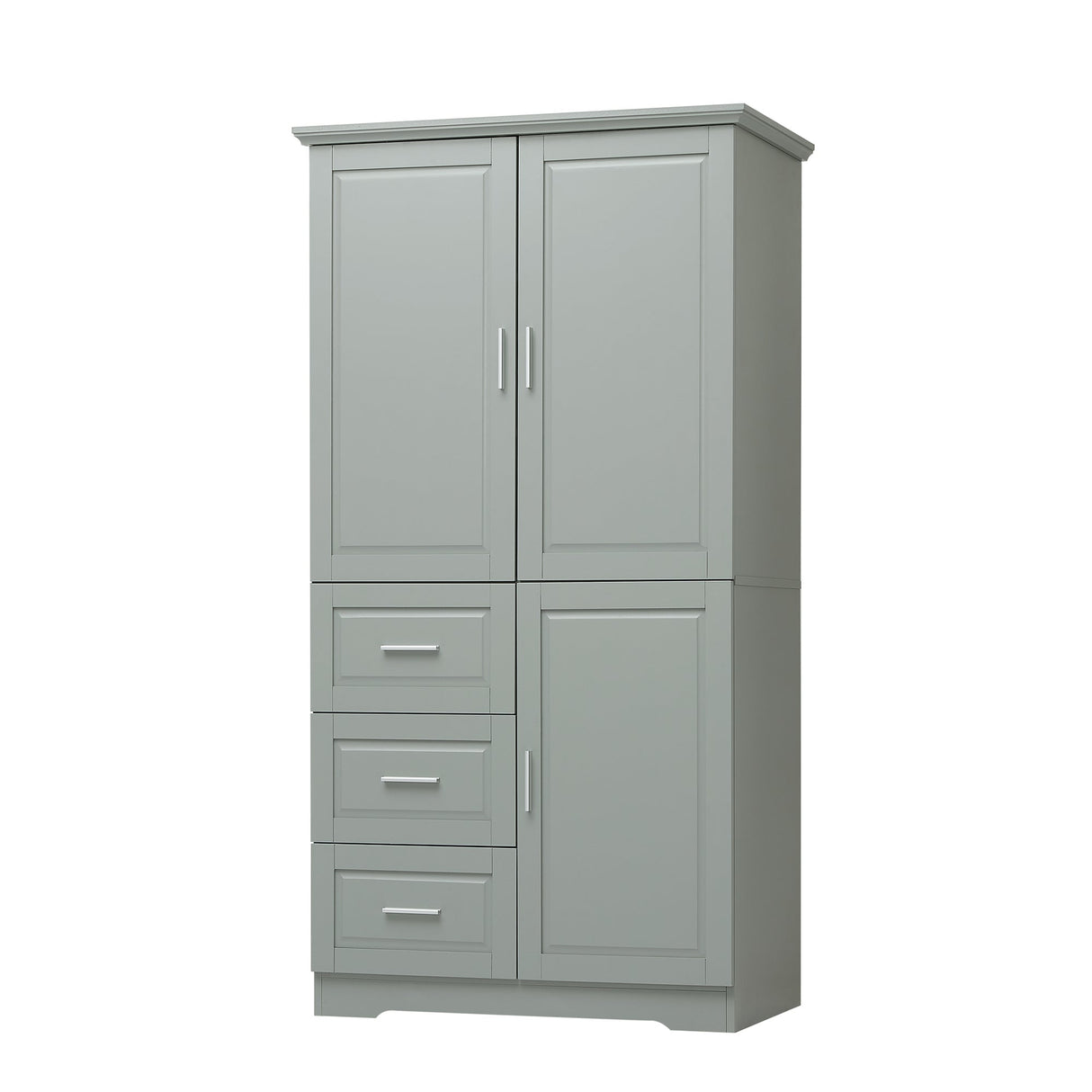 Tall and Wide Storage Cabinet with Doors for Bathroom or Office, Grey