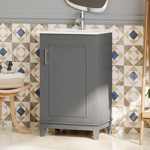 20 Inch Modern Small Bathroom Vanity Cabinet With Ceramic Basin