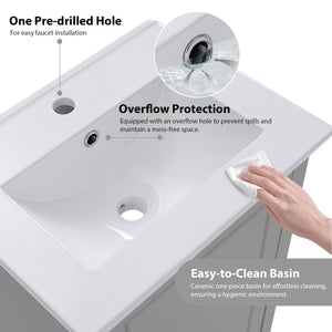 20 Inch Modern Small Bathroom Vanity Cabinet With Ceramic Basin