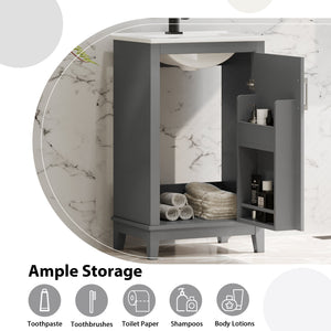 20 Inch Modern Small Bathroom Vanity Cabinet With Ceramic Basin
