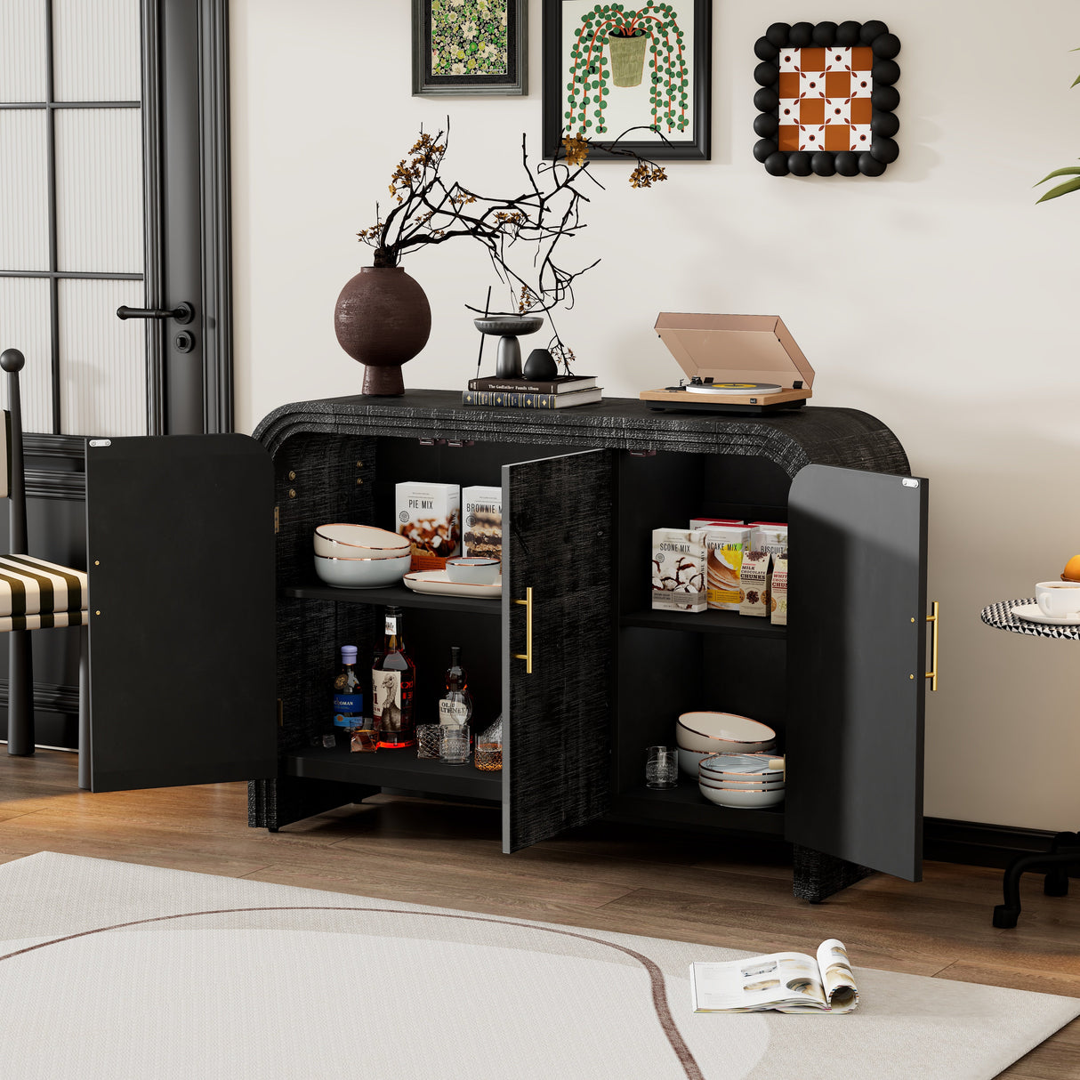 Rustic Curved Waterfall Sideboard