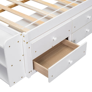 Full Bed with Bookcase Headboard, Under Bed Storage Drawers and Bed End Storage Case