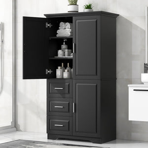 Tall and Wide Storage Cabinet with Doors for Bathroom/Office