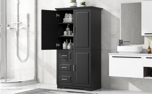 Tall and Wide Storage Cabinet with Doors for Bathroom/Office