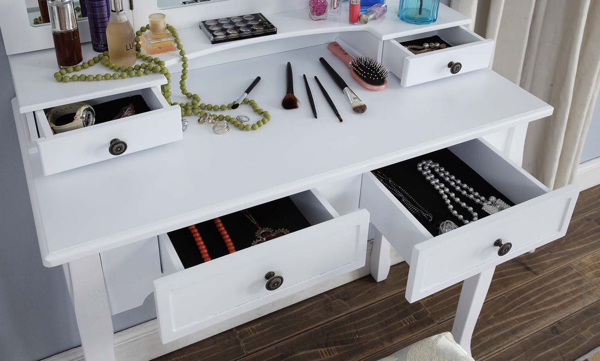 Sanlo Wooden Vanity Makeup Table and Stool Set