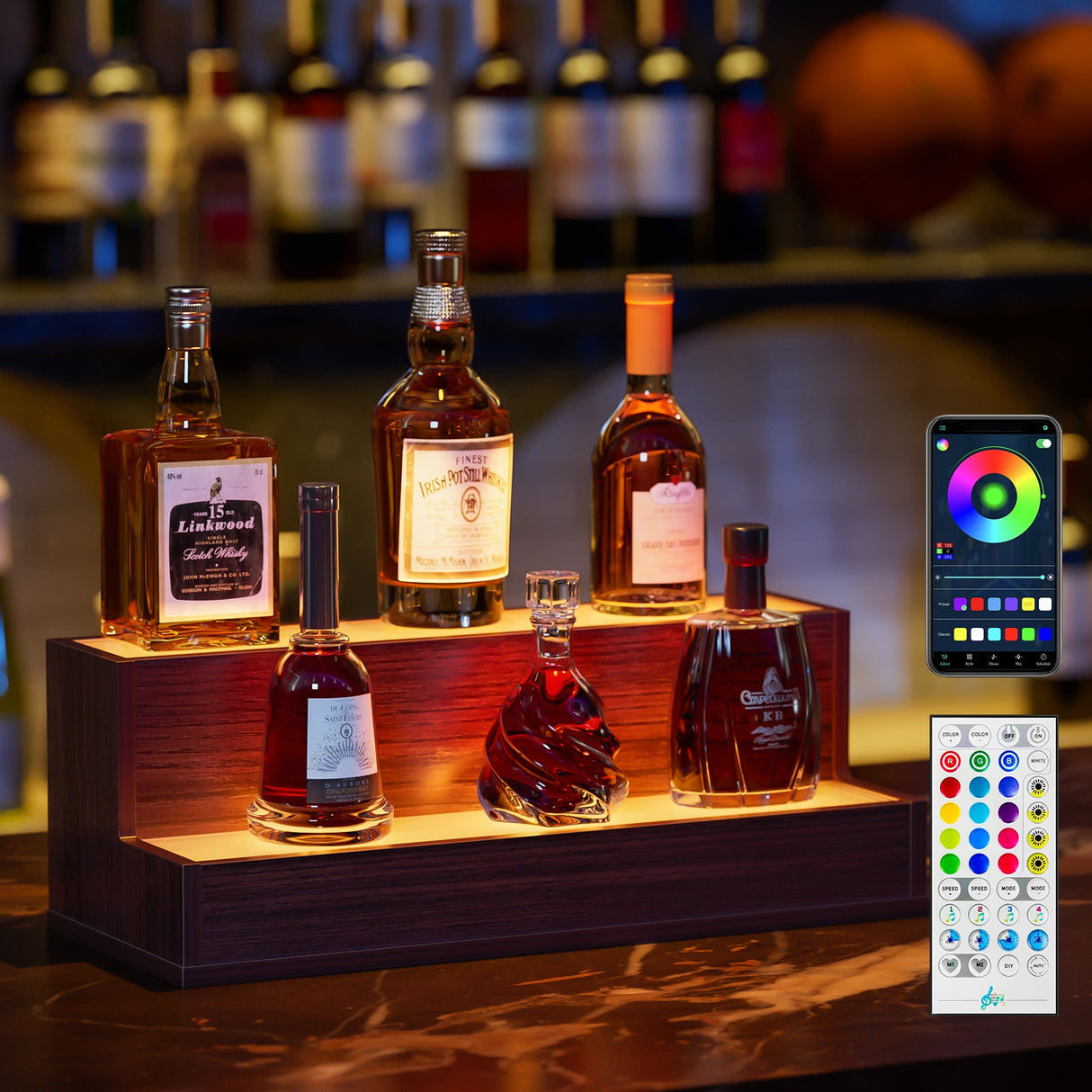 LED Lighted Liquor Bottle Display Shelf