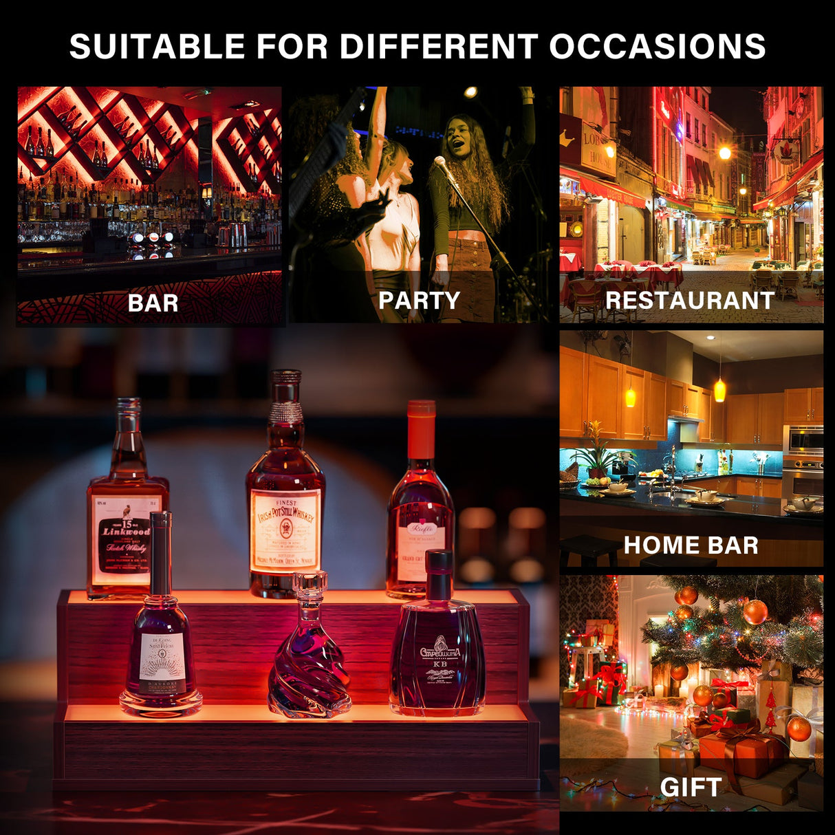 LED Lighted Liquor Bottle Display Shelf