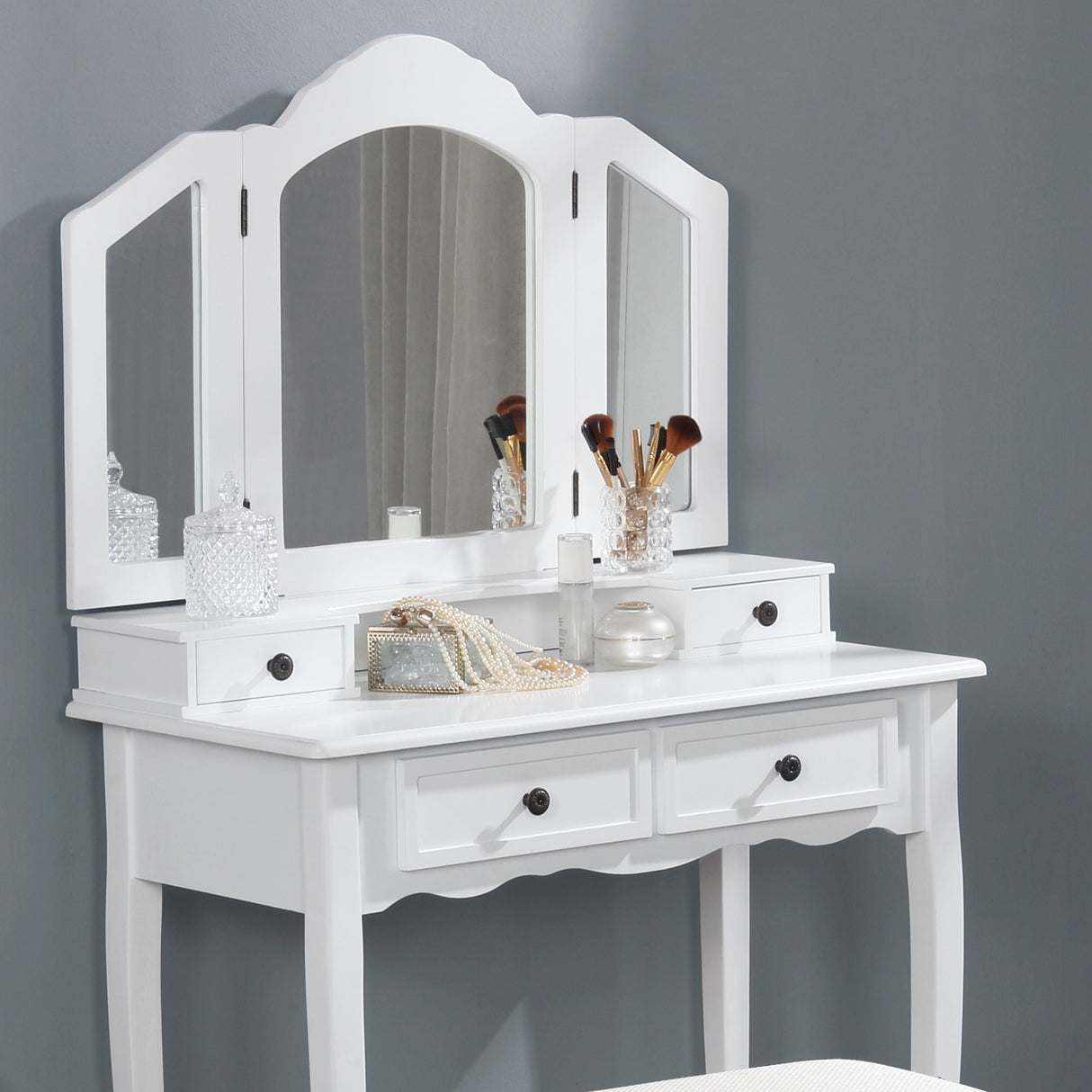Sanlo Wooden Vanity Makeup Table and Stool Set
