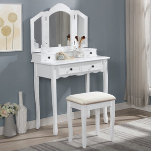 Sanlo Wooden Vanity Makeup Table and Stool Set