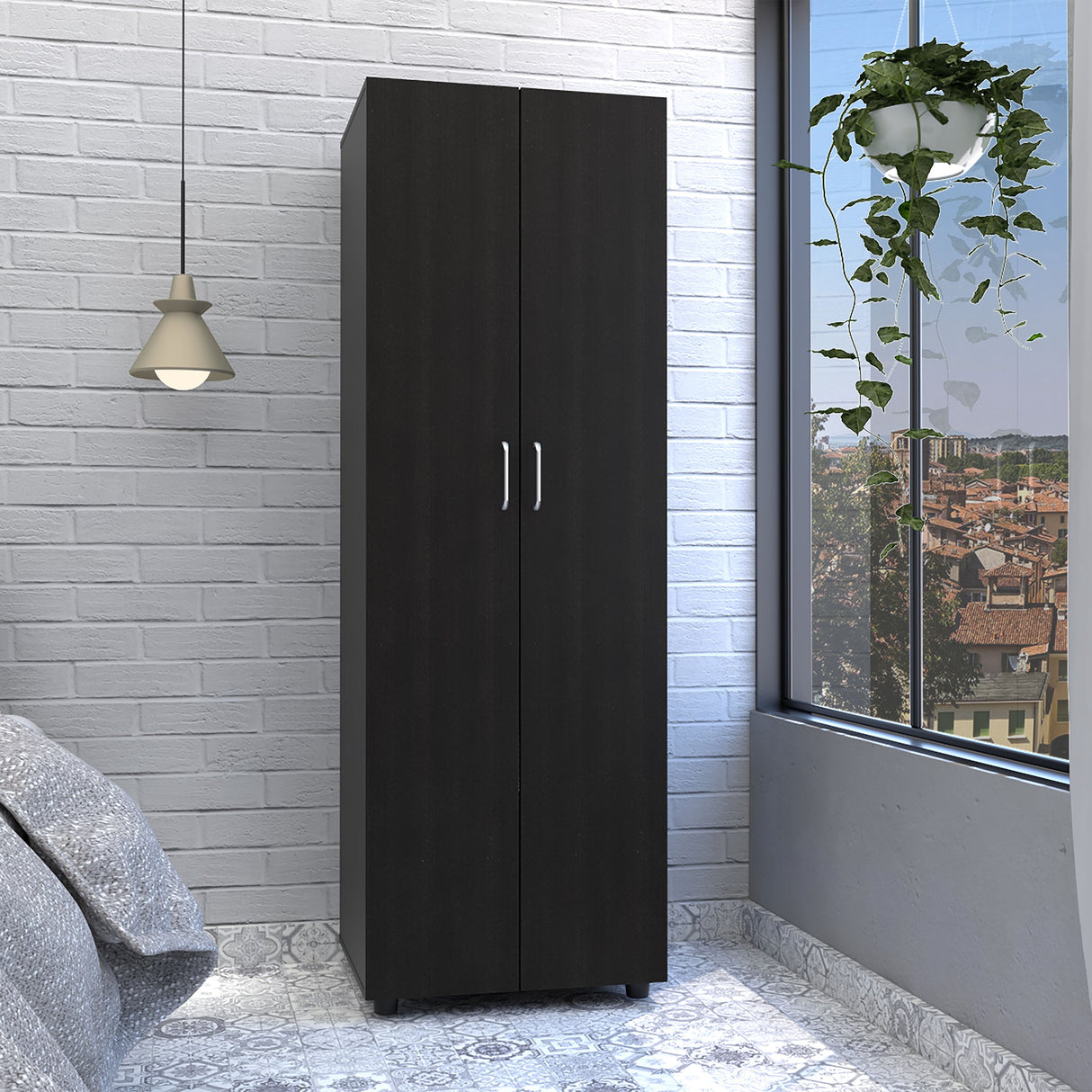 Armoire-Organiser 70.8"H, Two Shelves, Rod, Double Door Cabinet Armoire