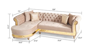 Gold Detailed Tufted Upholstery Sectional
