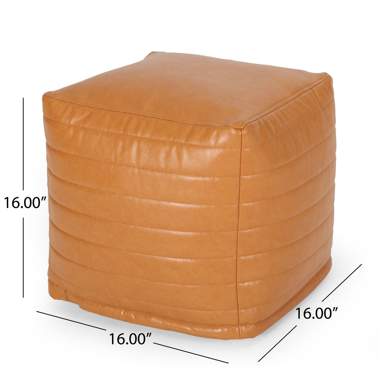 Candy Contemporary Faux Leather Square Pouf
