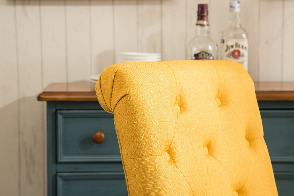 Hazel Solid Wood Button Tufted Upholstered Parsons Dining Chair, Set of 2