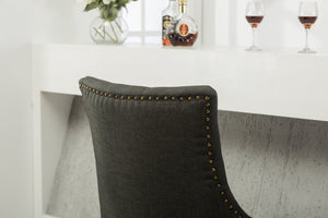 Charcoal Button Tufted Wingback Hostess Chairs Set of 2