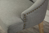 Grey Button Tufted Solid Wood Wingback Dining Chairs, Set of 2