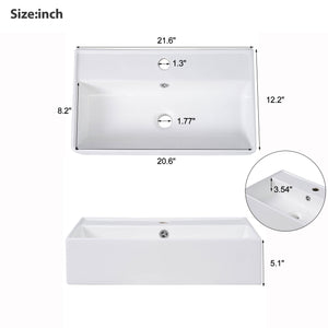 21.6 Inch Modern Floating Bathroom Vanity with Ceramic Basin