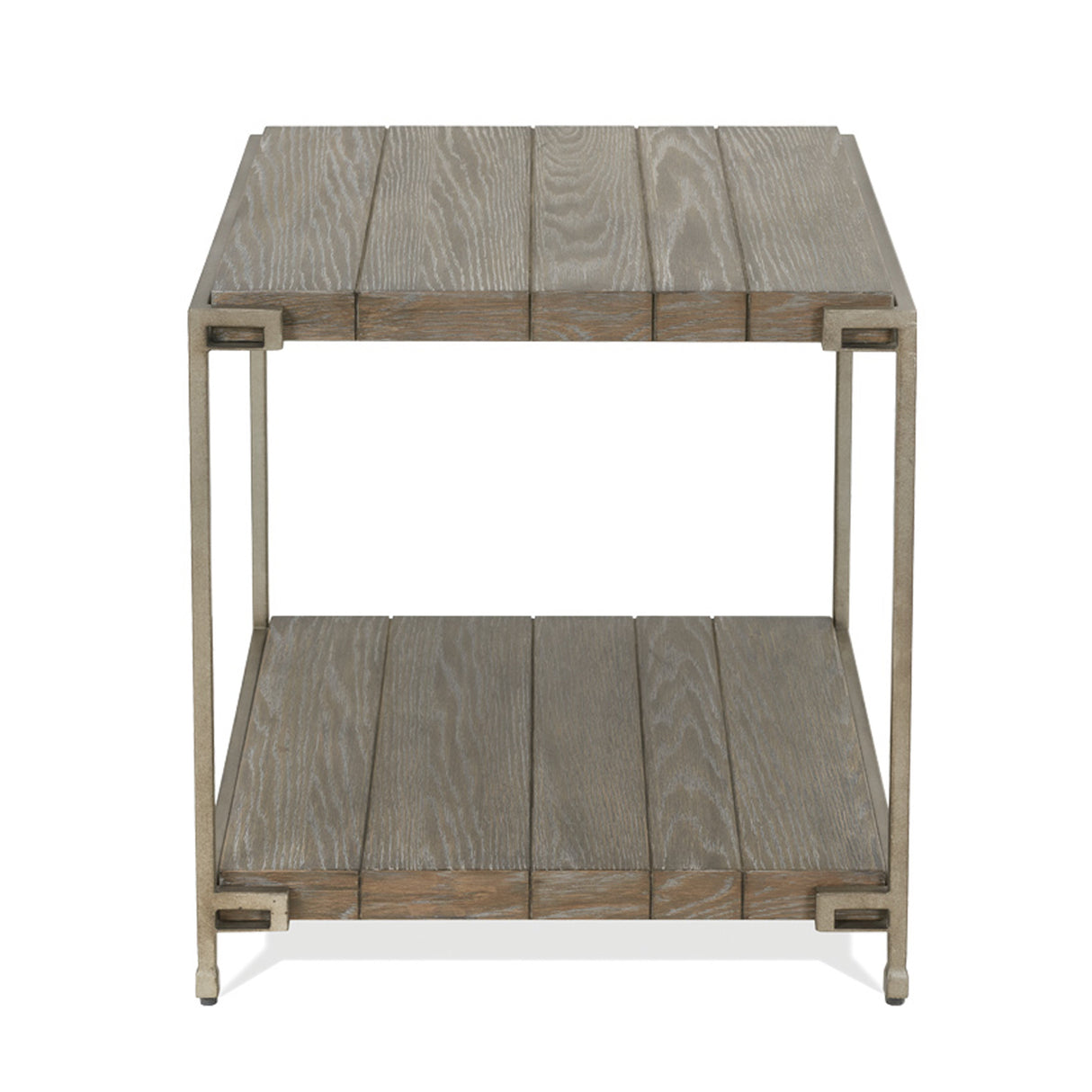 Corbeta Metal Frame Wood Living Room End Table with Shelf