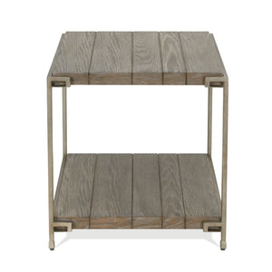 Corbeta Metal Frame Wood Living Room End Table with Shelf