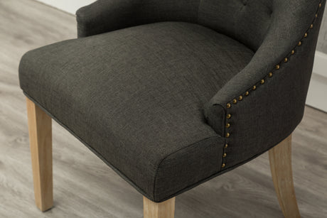 Charcoal Button Tufted Solid Wood Wingback Hostess Chairs, Set of 2