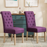 Hazel Solid Wood Button Tufted Upholstered Parsons Dining Chair, Set of 2