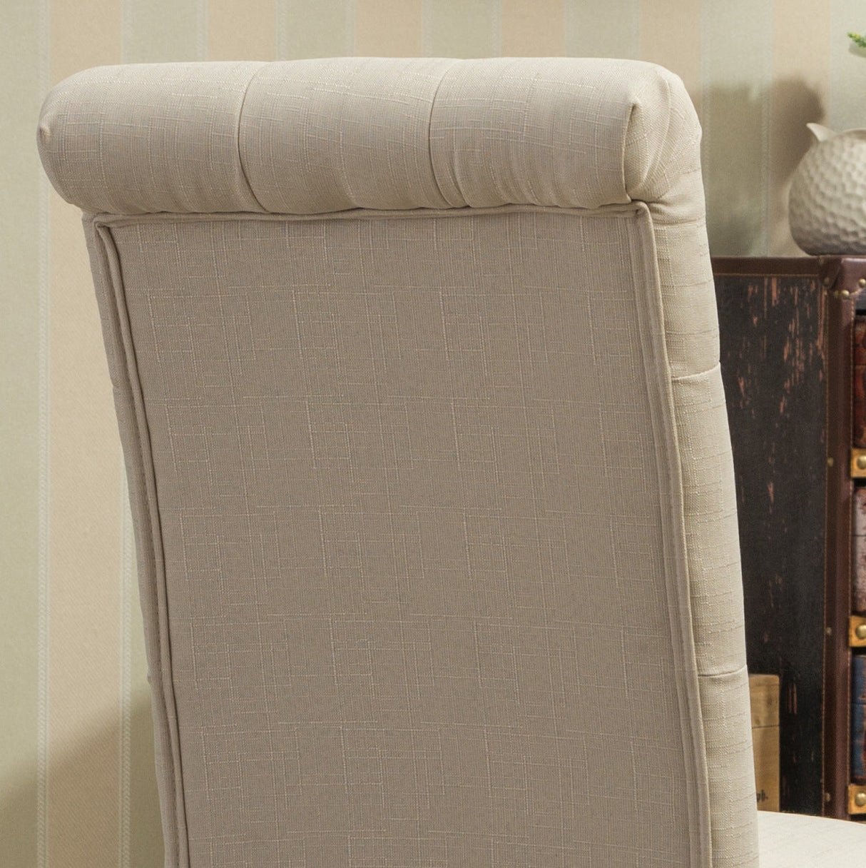Hazel Solid Wood Button Tufted Upholstered Parsons Dining Chair, Set of 2