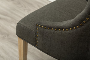 Charcoal Button Tufted Wingback Hostess Chairs Set of 2