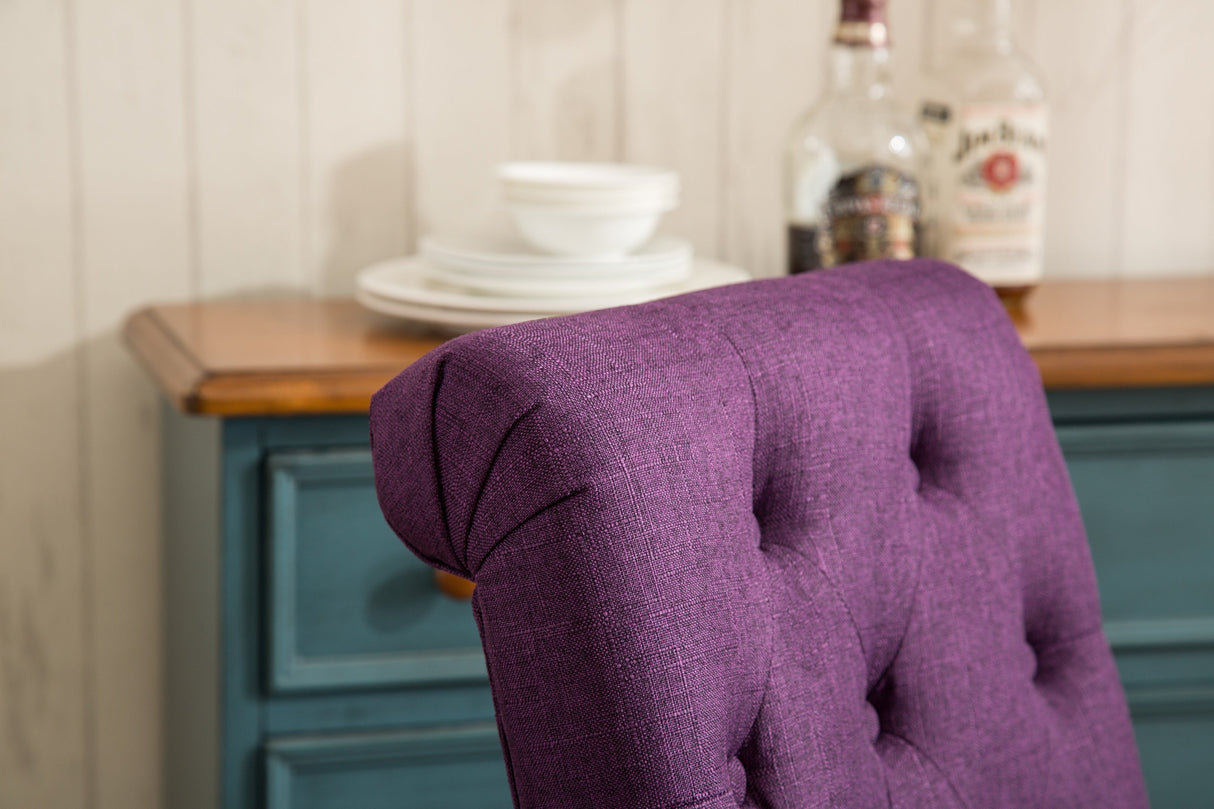 Hazel Solid Wood Button Tufted Upholstered Parsons Dining Chair, Set of 2