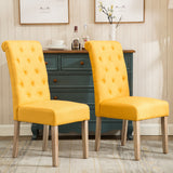 Hazel Solid Wood Button Tufted Upholstered Parsons Dining Chair, Set of 2
