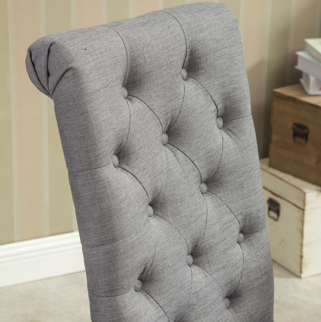 Hazel Solid Wood Button Tufted Upholstered Parsons Dining Chair, Set of 2