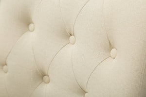 Tan Button Tufted Solid Wood Wingback Hostess Chairs Set of 2