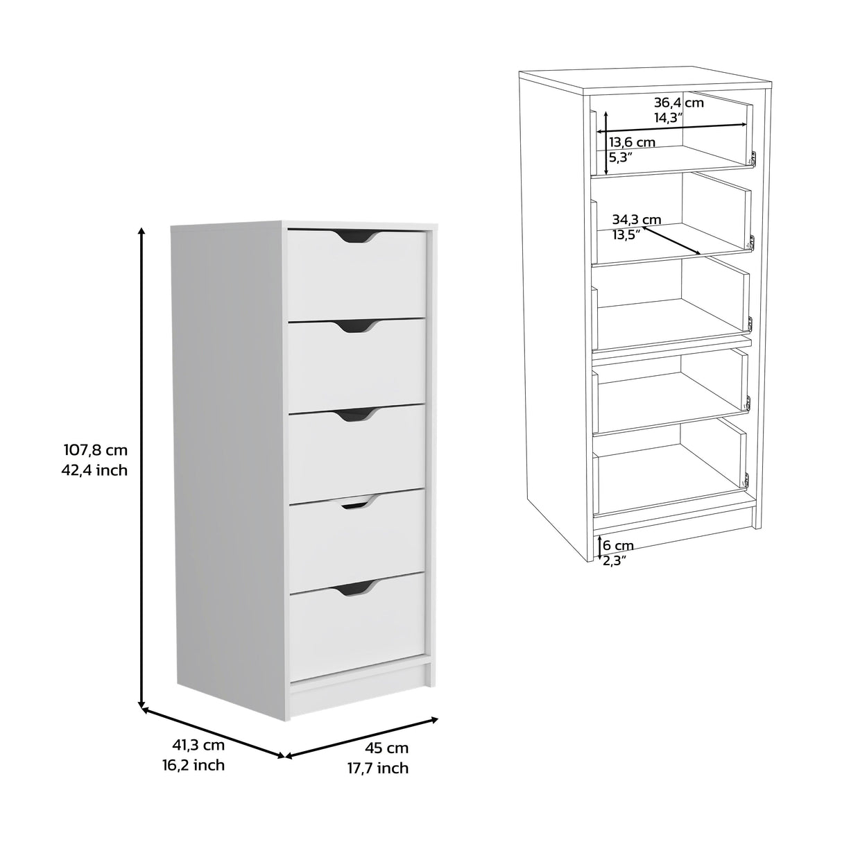 5-Drawer Slim Dresser