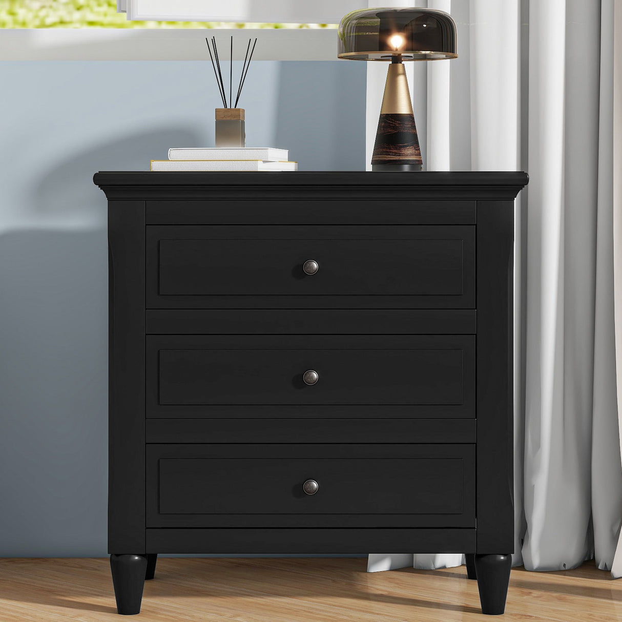 U Style 28" Painted Nightstand with 3 Drawers
