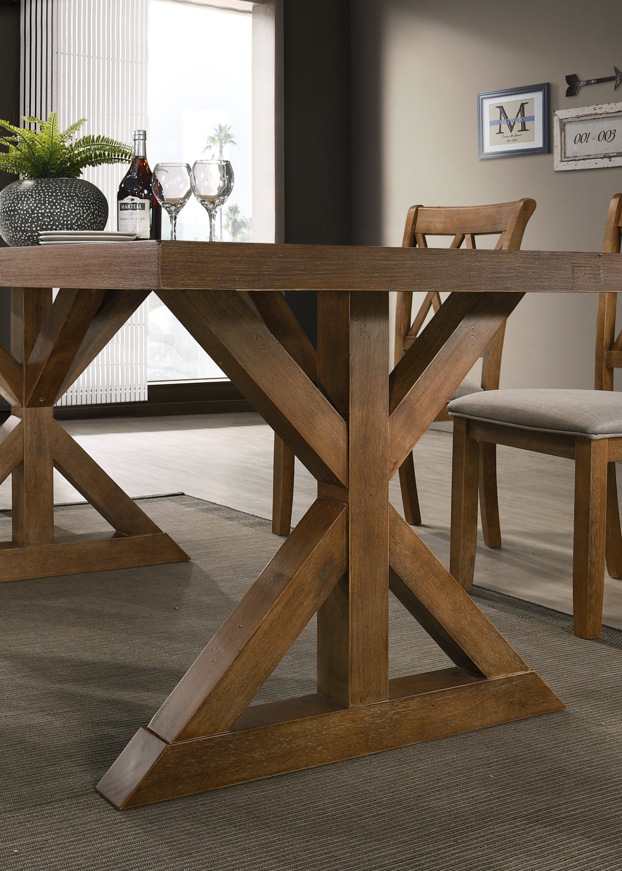 Enna Morden Farmhouse Wood Trestle Dining Table