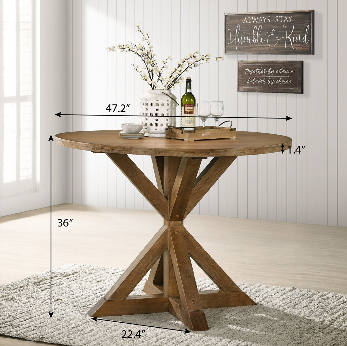 Firlo 36" Counter Height Dining Table with Cross-Buck Pedestal Base