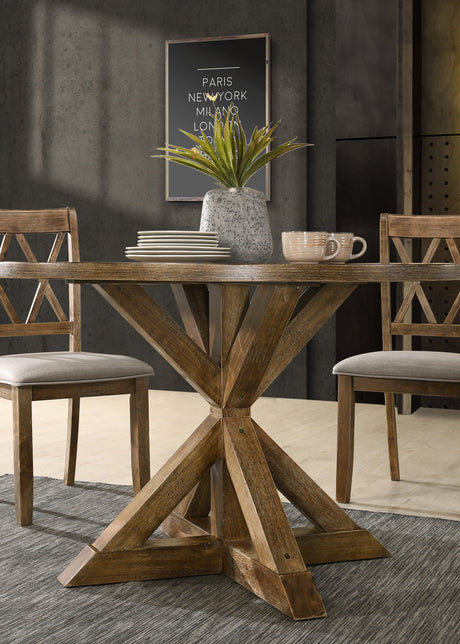 Firlo Dining Table with Cross-Buck Pedestal Base