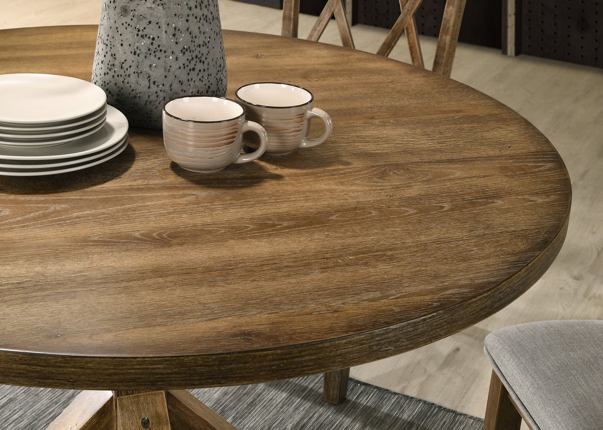 Firlo Dining Table with Cross-Buck Pedestal Base