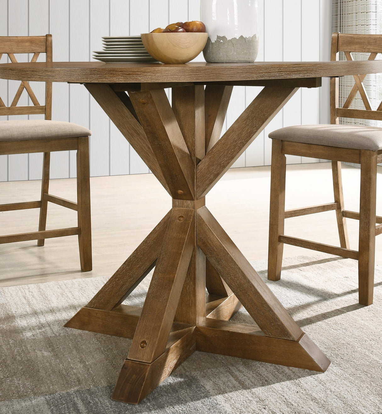 Firlo 36" Counter Height Dining Table with Cross-Buck Pedestal Base