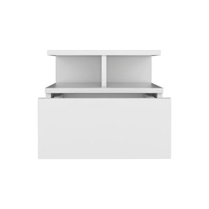 Floating Nightstand 12"H, Wall Mounted with Single Drawer and 2-Tier Shelf