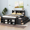 Full Bed with Bookcase Headboard, Under Bed Storage Drawers and Bed End Storage Case
