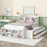 Full Bed with Bookcase Headboard, Under Bed Storage Drawers and Bed End Storage Case