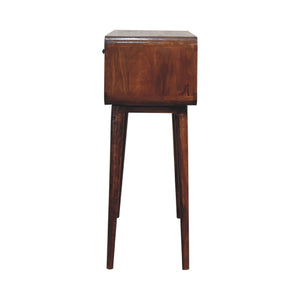 Sonata Chestnut Console Table, Nordic Legs, 2-Drawers, Open Slot