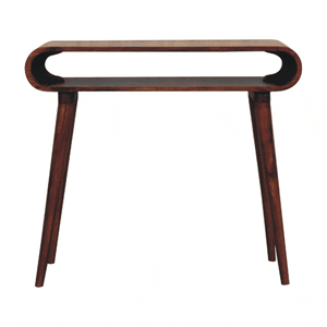 Solid Wood Amaya Nordic Style Console Table, Open Storage, Chestnut