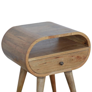 Circular Open Slot Nightstand, 1-Drawer, 1 Open Slot, Nordic Legs