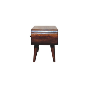 Solid Wood Chestnut Circular TV Unit, Nordic Legs, 2-Drawers, Open Slot